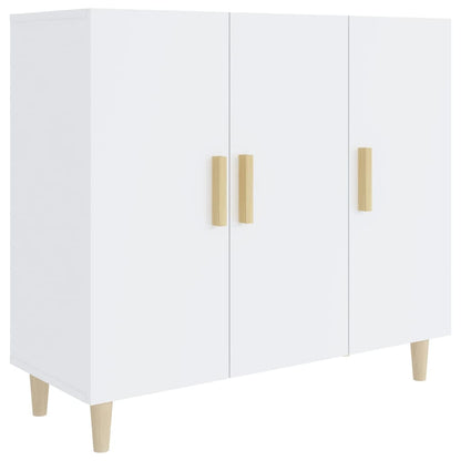 Aparador De Madera De Ingeniería Blanco Brillo 90x34x80 Cm / Vetonek_1