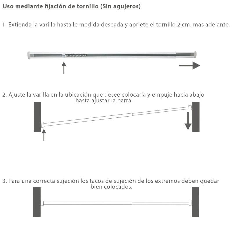 Barra Visillo Extensible 85.5/150 Cm. Con Muelle Presion Ajustable  (1 Pieza)_1