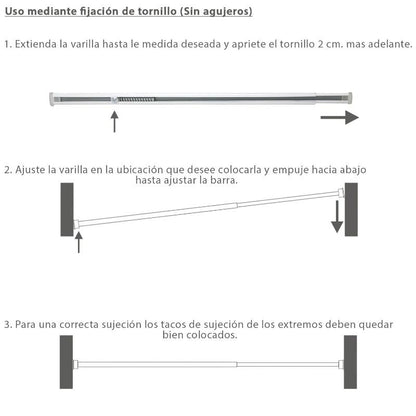 Barra Visillo Extensible 52.5/90 Cm. Con Muelle Presion Ajustable  (1 Pieza)_1