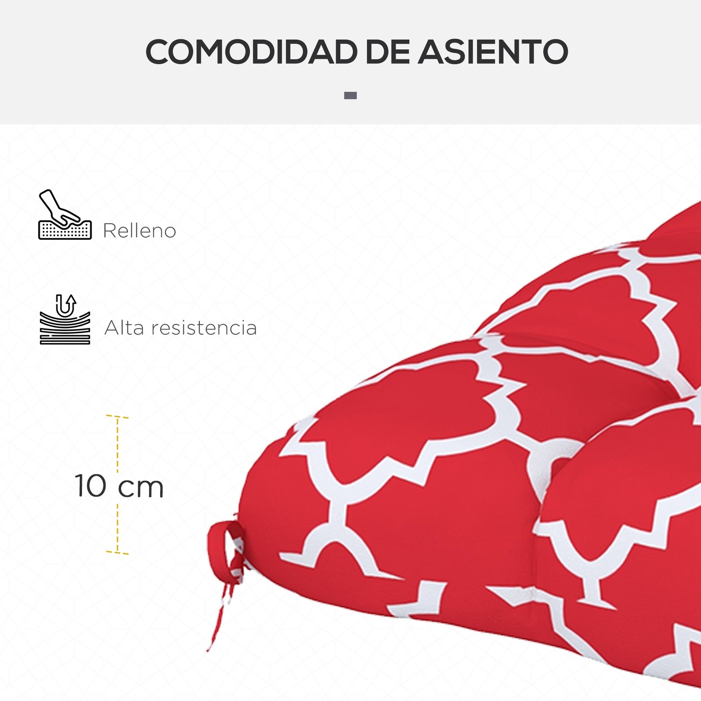 Outsunny Conjunto De Cojines Para Sillas De Comedor 48x48x7 Cm Rojo_5