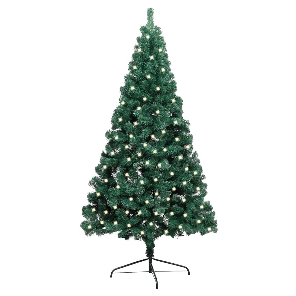 Vidaxl Medio Árbol De Navidad Artificial Led Y Soporte Pvc Verde 240cm_0