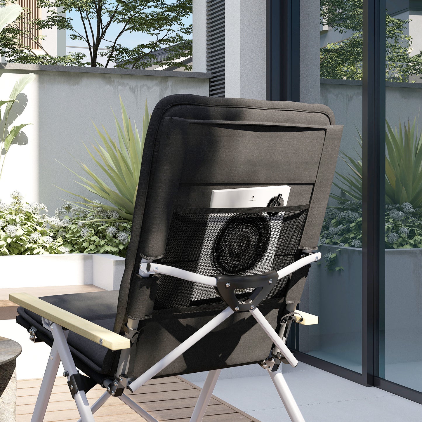 Outsunny 2 Sillas De Camping Plegables De Aluminio Con Respaldo Ajustable Negro_4