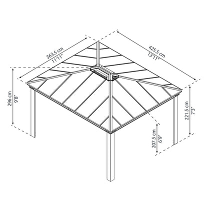 Gazebo sombreado Dallas 360x422 cm 