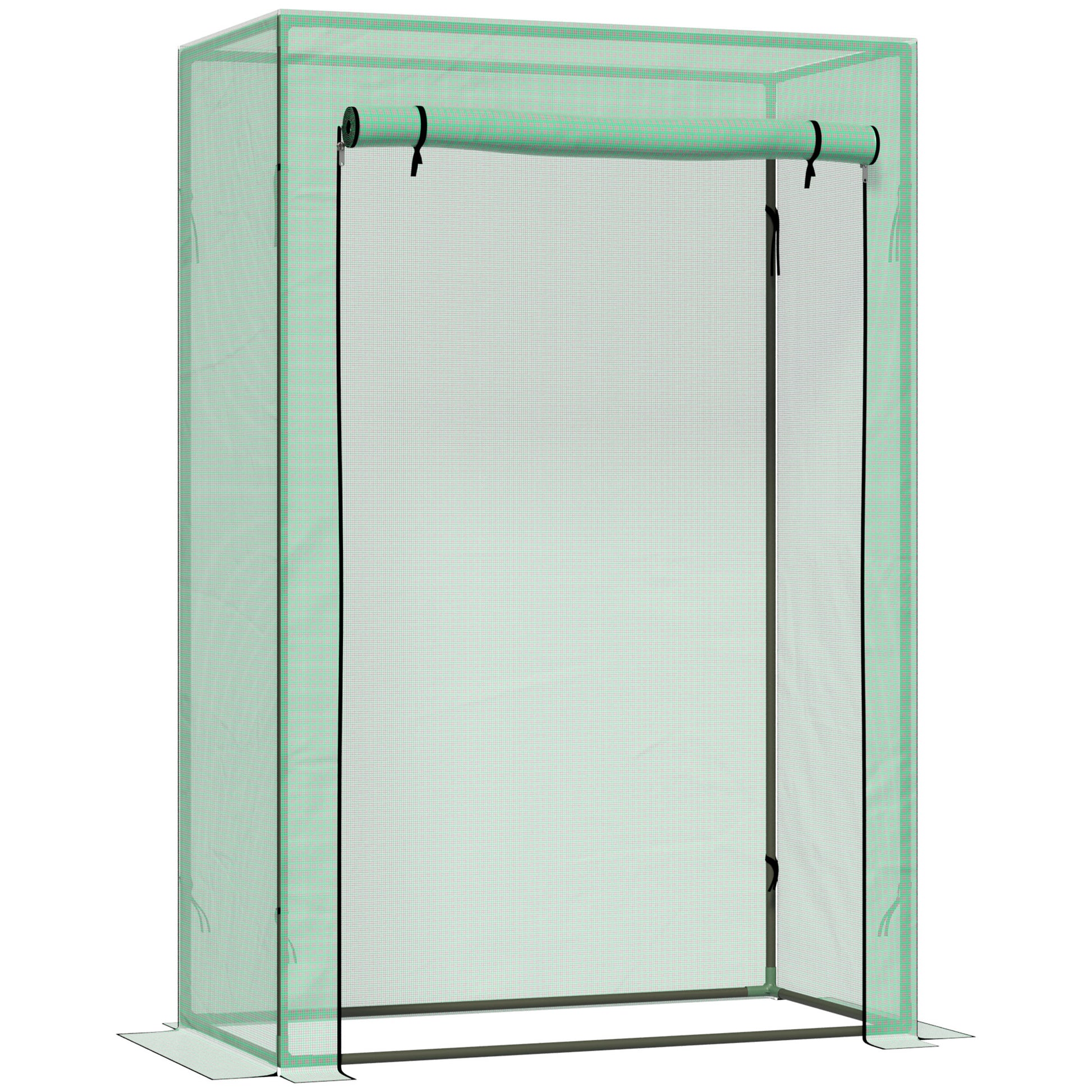 Outsunny Invernadero Con Puerta Enrollable De Acero Y Pe 100x50x150 Cm Verde_0