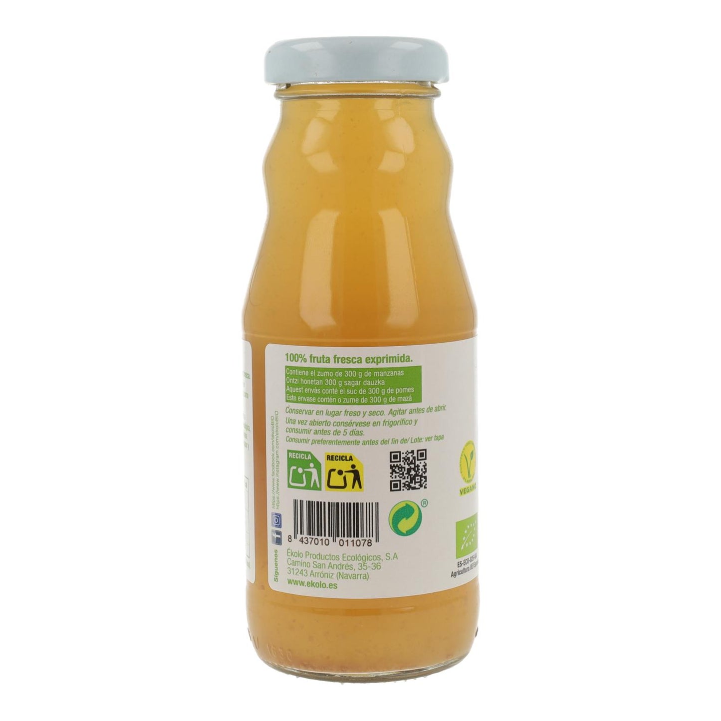 Sumo de Maçã Biológico 100% Espremido Ékolo 200 ml