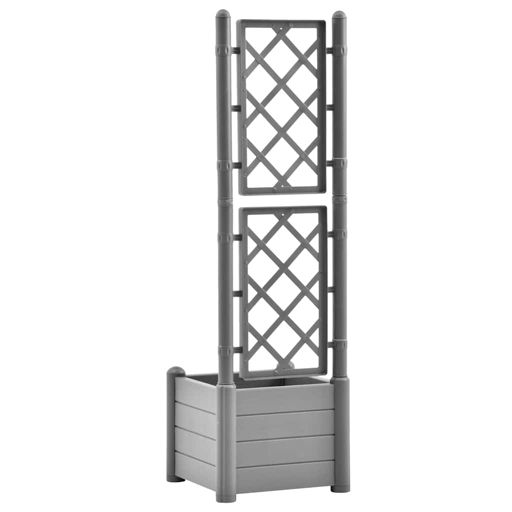 Jardinera Con Enrejado Pp Gris Piedra 43x43x142 Cm_5