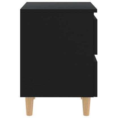 Mesitas De Noche 2 Uds Con Patas Madera Pino Negro 40x35x50 Cm_3