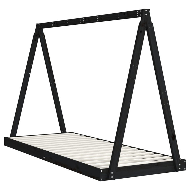 Vidaxl Estructura De Cama Para Niños Madera De Pino Negro 80x200 Cm_5