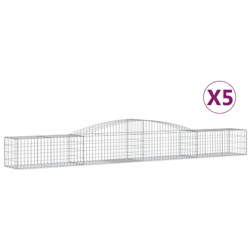 Cestas De Gaviones 5 Uds Forma De Arco Hierro 400x50x40/60 Cm_0