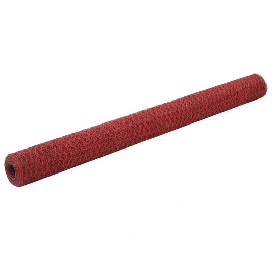 Alambrada De Gallinero Acero Revestimiento Pvc Rojo 25x1,5 M / Vetonek_0