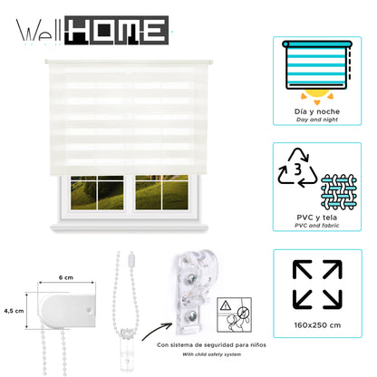 Estor Blanco Roto 160x250cm Enrollable Día/noche Wellhome_1