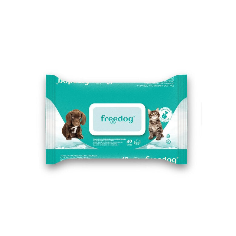 Freedog toalhetes humedecidos com clorexidina para cães e gatos, 40 unidades