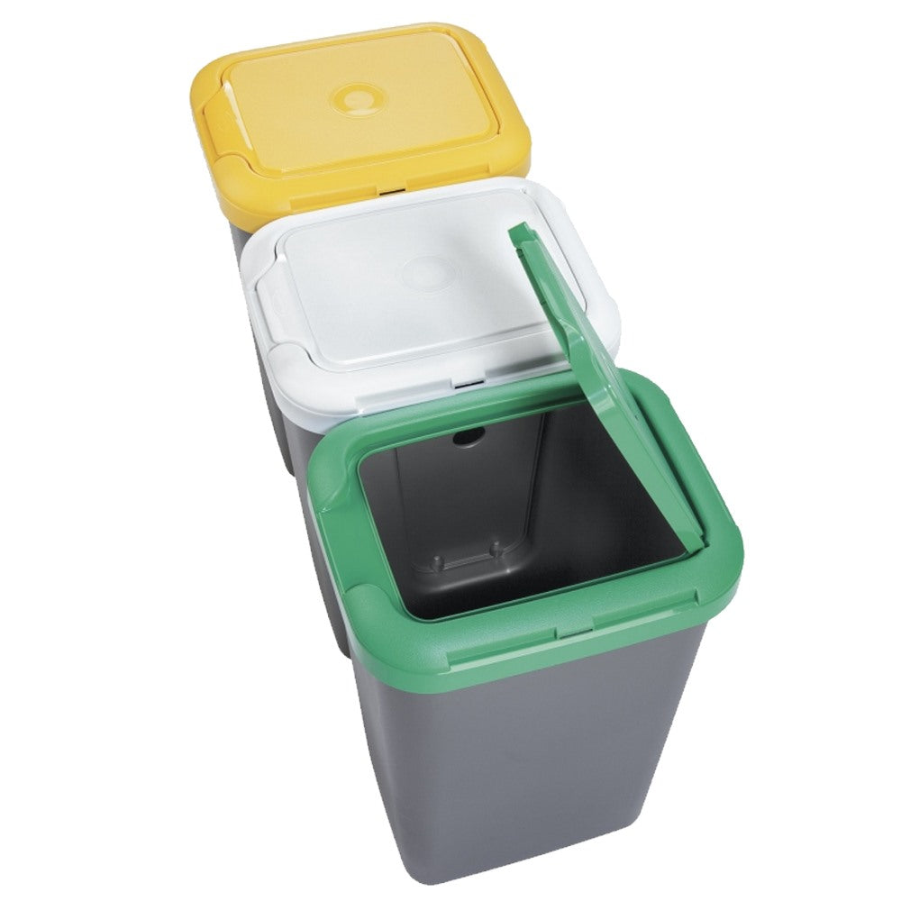 Set 3 Papeleras De Reciclaje De 75 Litros En Total Fabricadas En Plástico 79 X 33 X 48 Cm_1