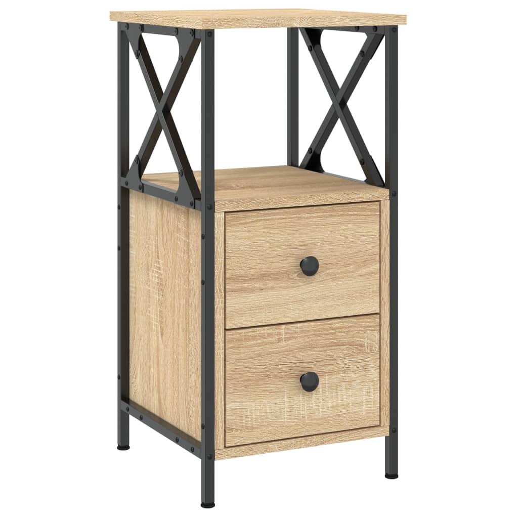Mesita Noche 2 Uds Madera Ingeniería Roble Sonoma 34x35,5x70 Cm_1