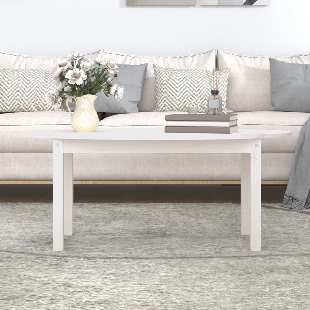 Mesa De Centro De Madera Maciza De Pino Blanco 110x55x45 Cm_1