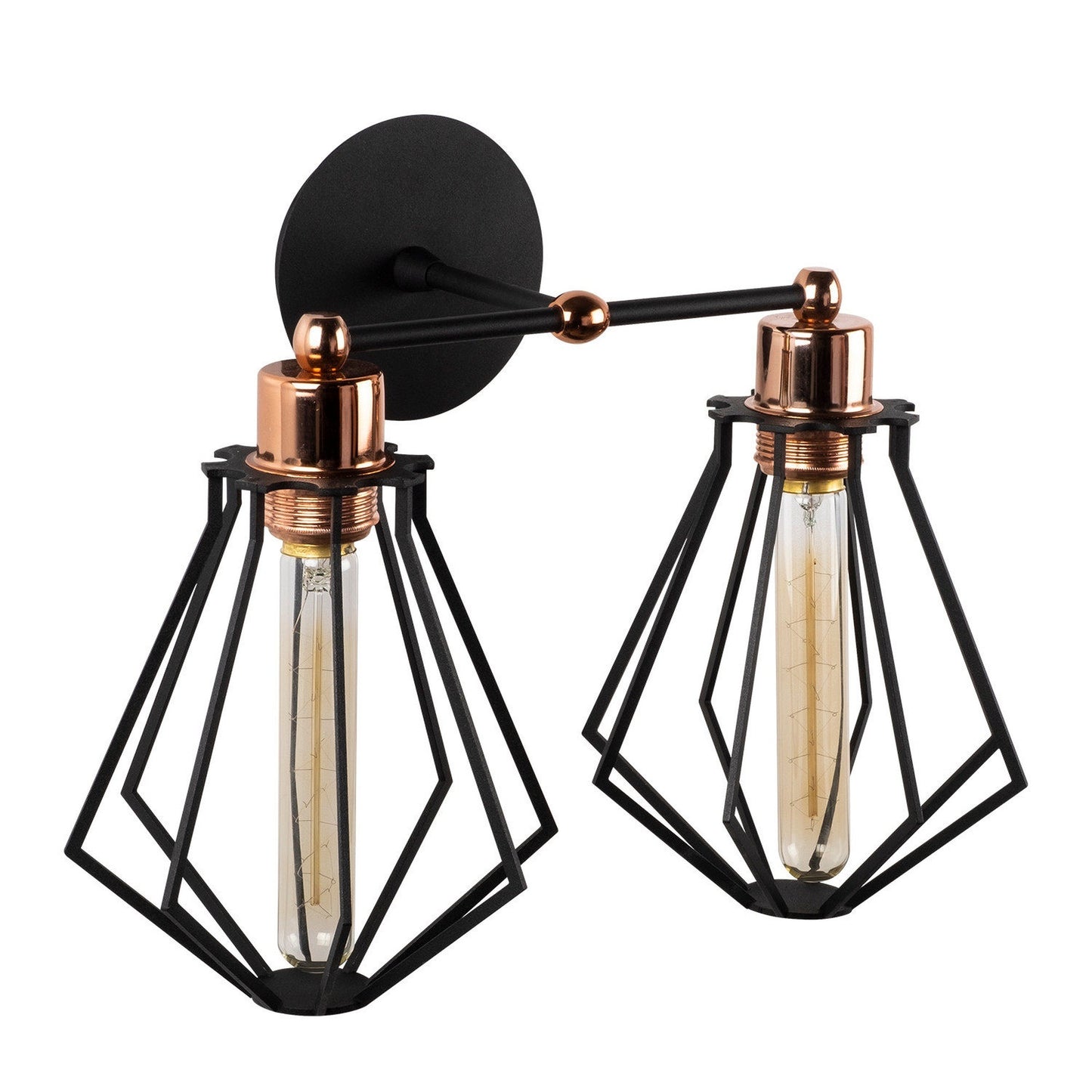 Aplique De Pared, Hierro , Negro, 38x38x30, Casquillo E 27 Max 40 W