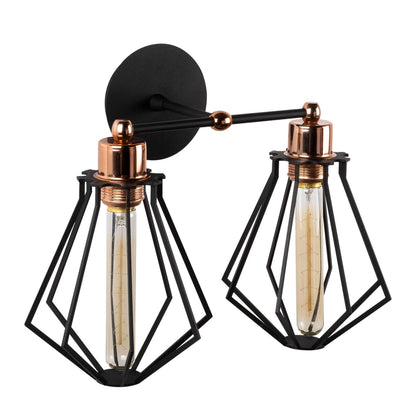 Aplique De Pared, Hierro , Negro, 38x38x30, Casquillo E 27 Max 40 W