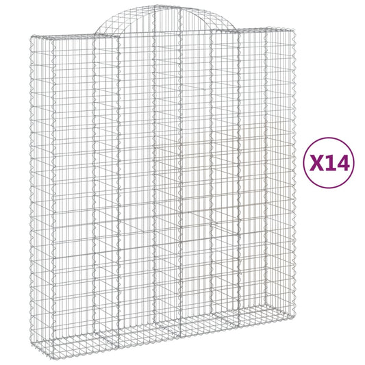 Cestas De Gaviones 14 Uds Forma De Arco Hierro 200x50x220/240cm_0
