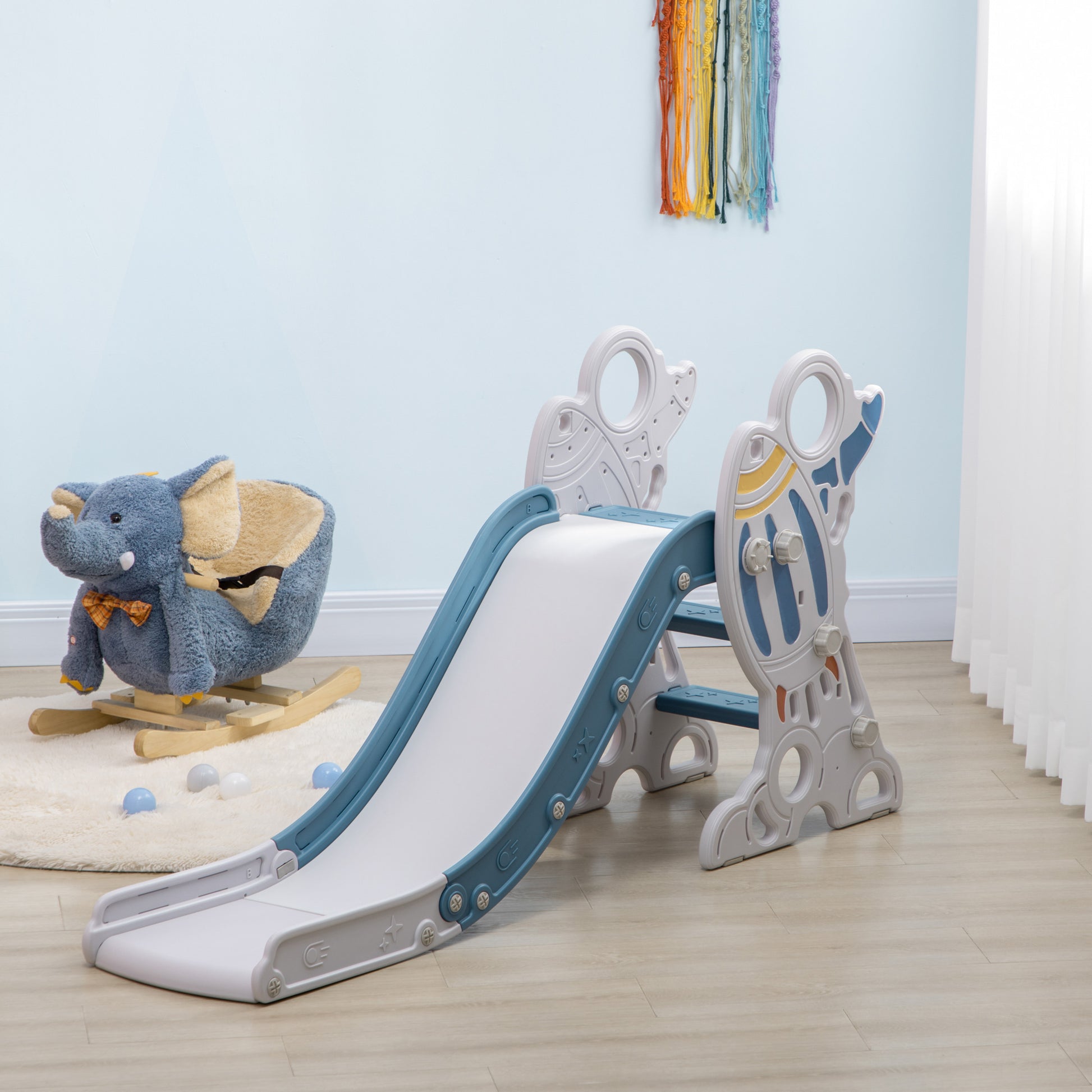 Aiyaplay Tobogán Para Niños De 18-36 Meses Con 3 Escaleras 157x46,5x80 Cm Gris_3