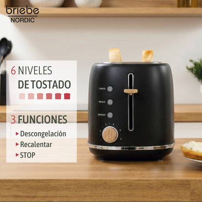 Briebe Nordic Set Cafetera 20 Bares Cápsulas, Café Molido Espumador Leche Tostadora 2 Rebanadas Anchas, Skt1221blk,negro_3