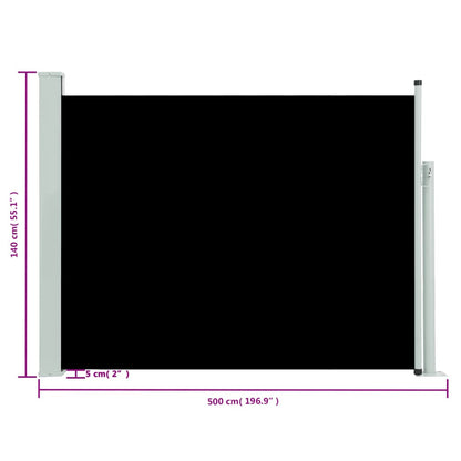 Vidaxl Toldo Lateral Retráctil Para Patio Negro 140x500 Cm_2