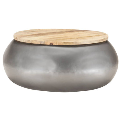 Mesa De Centro De Madera Maciza De Mango Gris 68x68x30 Cm_4