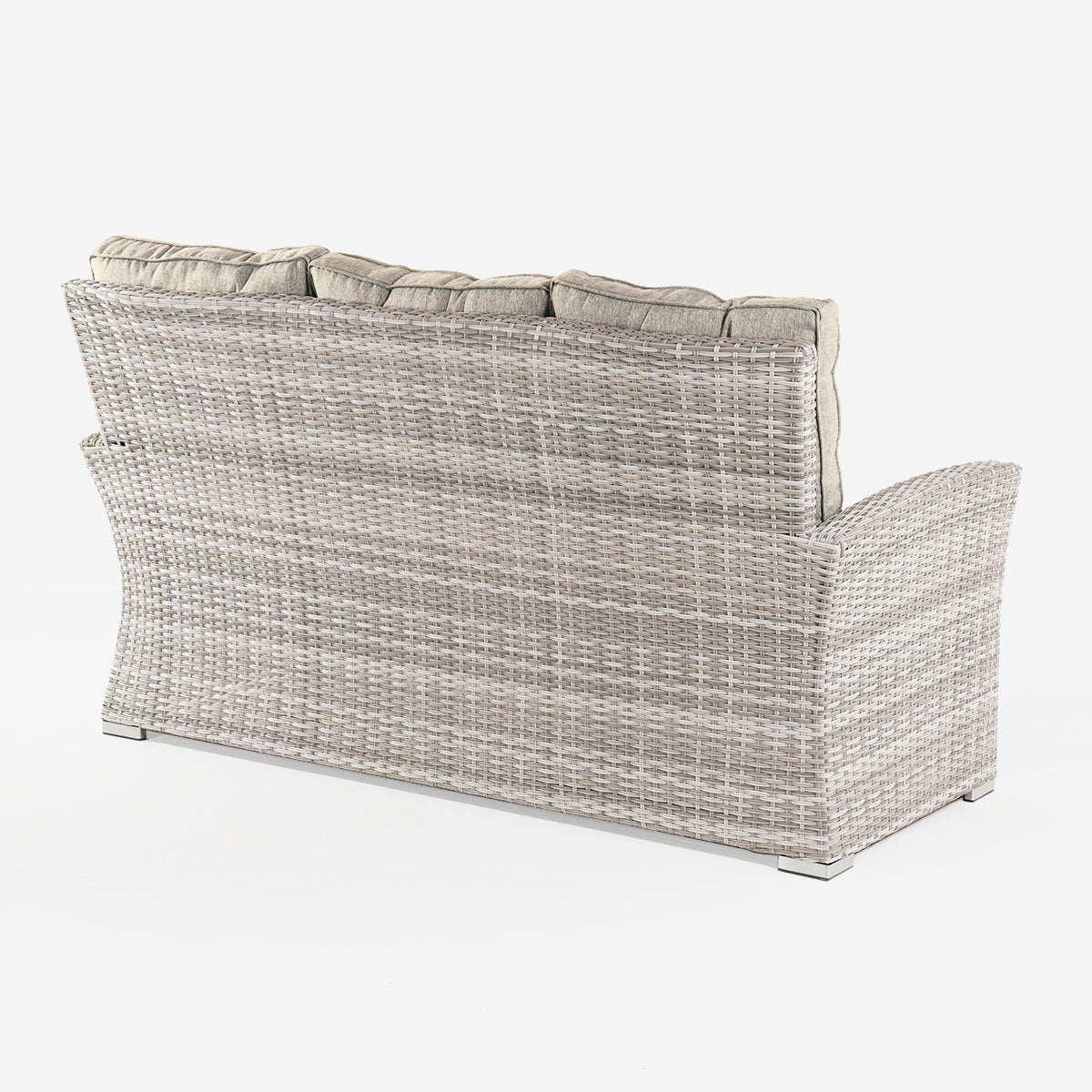 Sofá Duradero Aluminio, Ratán Sintético, Aluminio Y Ratán Sintético Plano, Color Gris Claro, Sofa:72x170x93_3