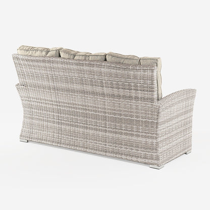 Sofá Duradero Aluminio, Ratán Sintético, Aluminio Y Ratán Sintético Plano, Color Gris Claro, Sofa:72x170x93_3