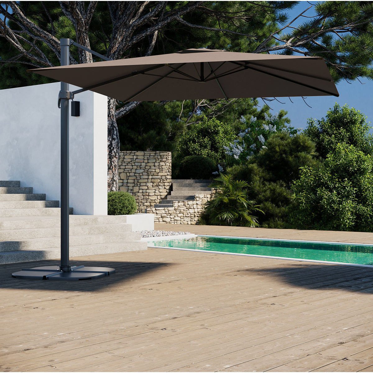 Pie De Sombrilla 17kg Losa Estabilizadora De Hormigón Para Sombrilla Offset Negro 47x47x4,2cm - Mobiliario De Jardín_3