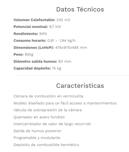 Fabricalor Estufa De Pellets Classic 10 Blanco Ventilada_1