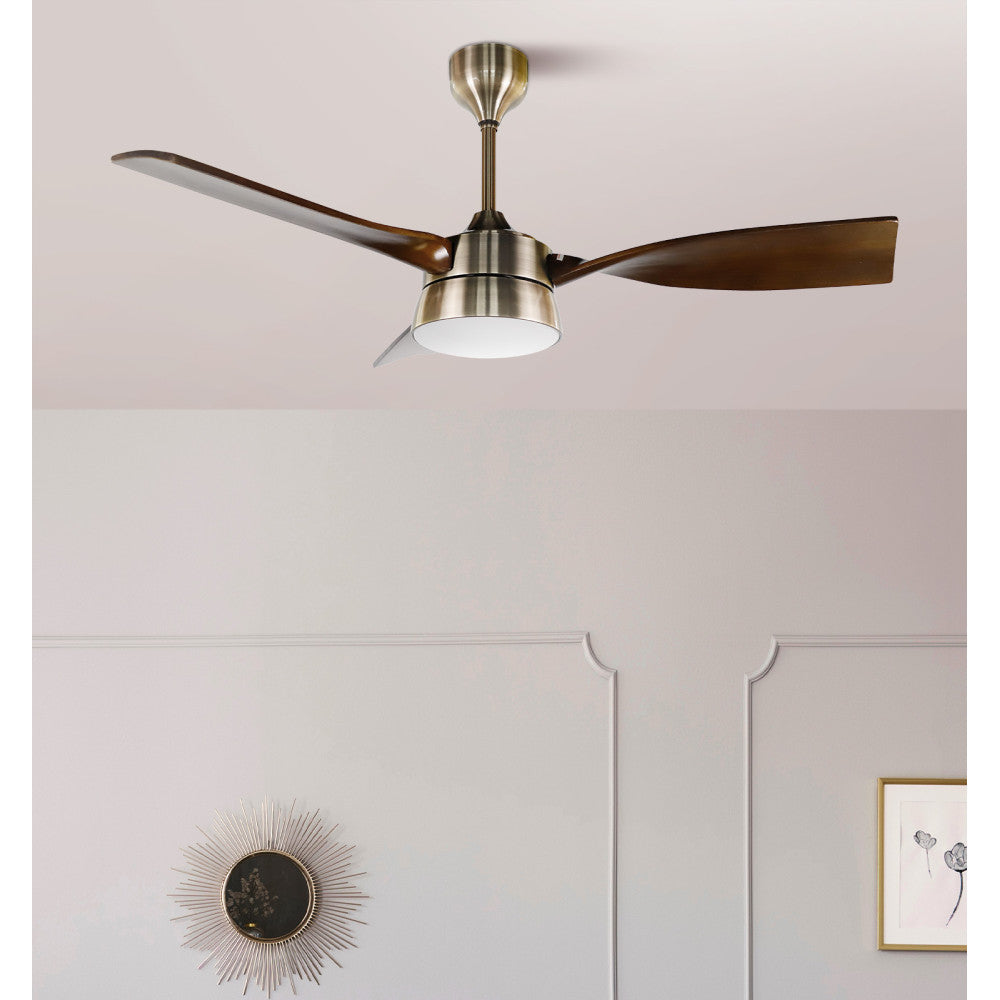 Ventilador Dc Estio 24w Cuero/roble 3aspas132d Regulable Intensidad 2650lm 3000k,4000k,6000k Remoto+temporizador+mamoria_1