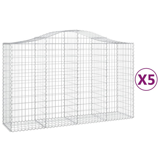 Cestas De Gaviones 5 Uds Forma De Arco Hierro 200x50x120/140 Cm_0