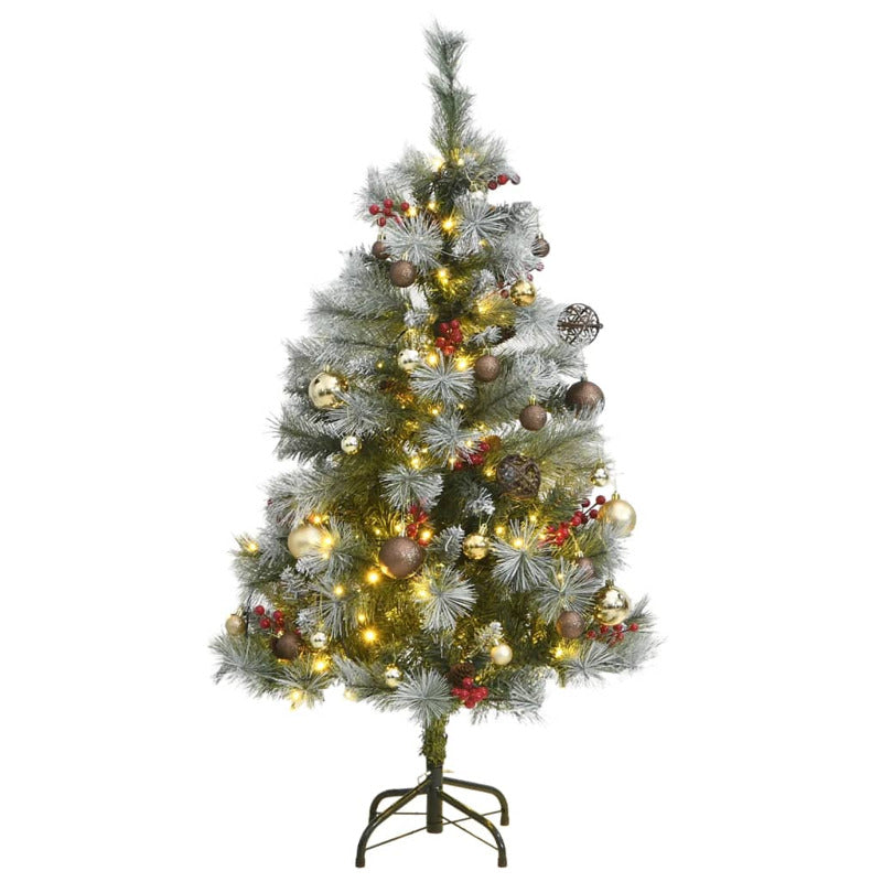 Vidaxl Árbol Navidad Artificial Con Bisagras 150 Led Y Bolas 120 Cm_0