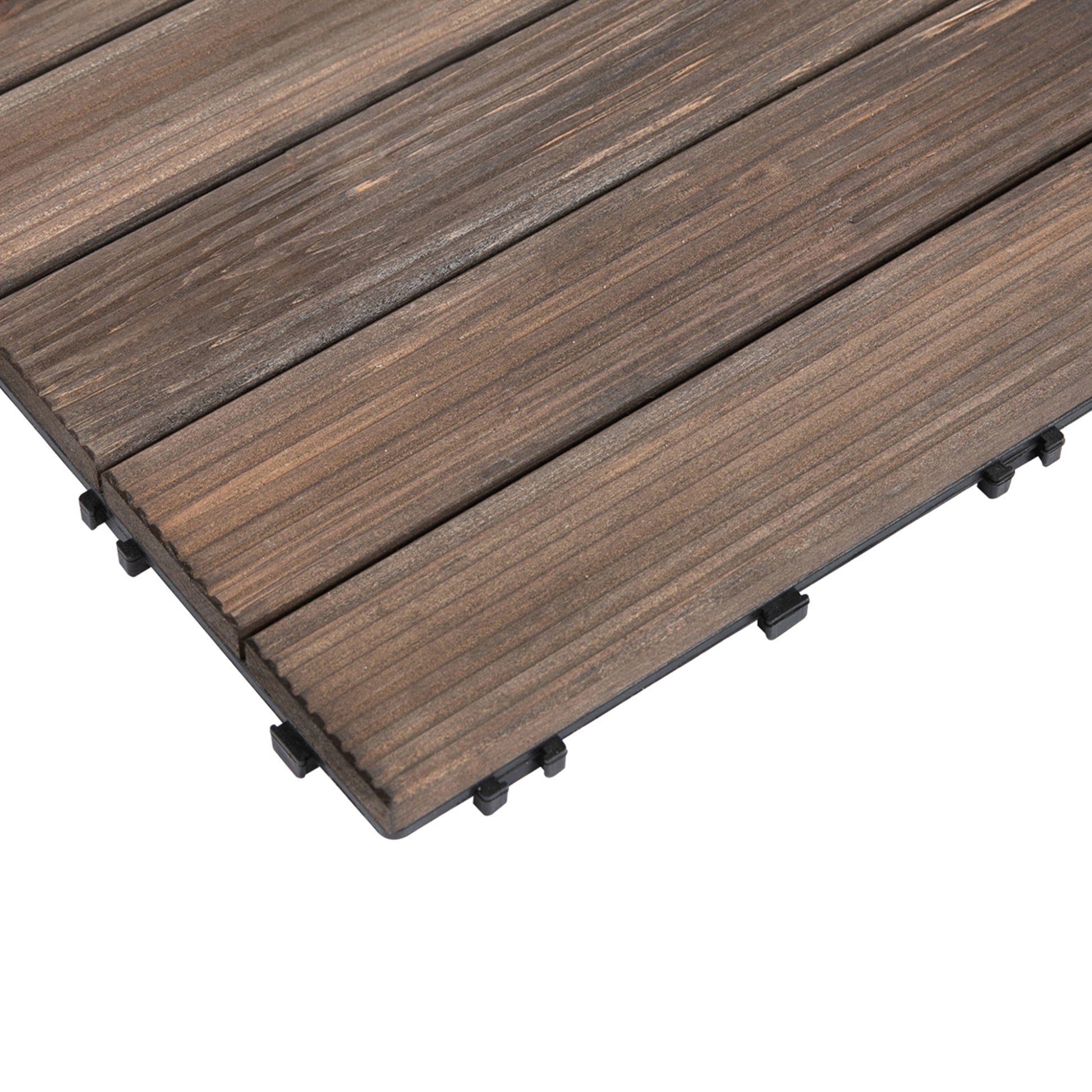 Outsunny Set 27 Baldosas De Madera De Clic 30x30 Cm Área De 2,43m² Marrón Oscuro_4