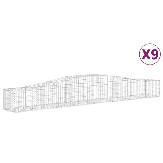 Cestas De Gaviones 9 Uds Forma De Arco Hierro 400x50x40/60 Cm_0