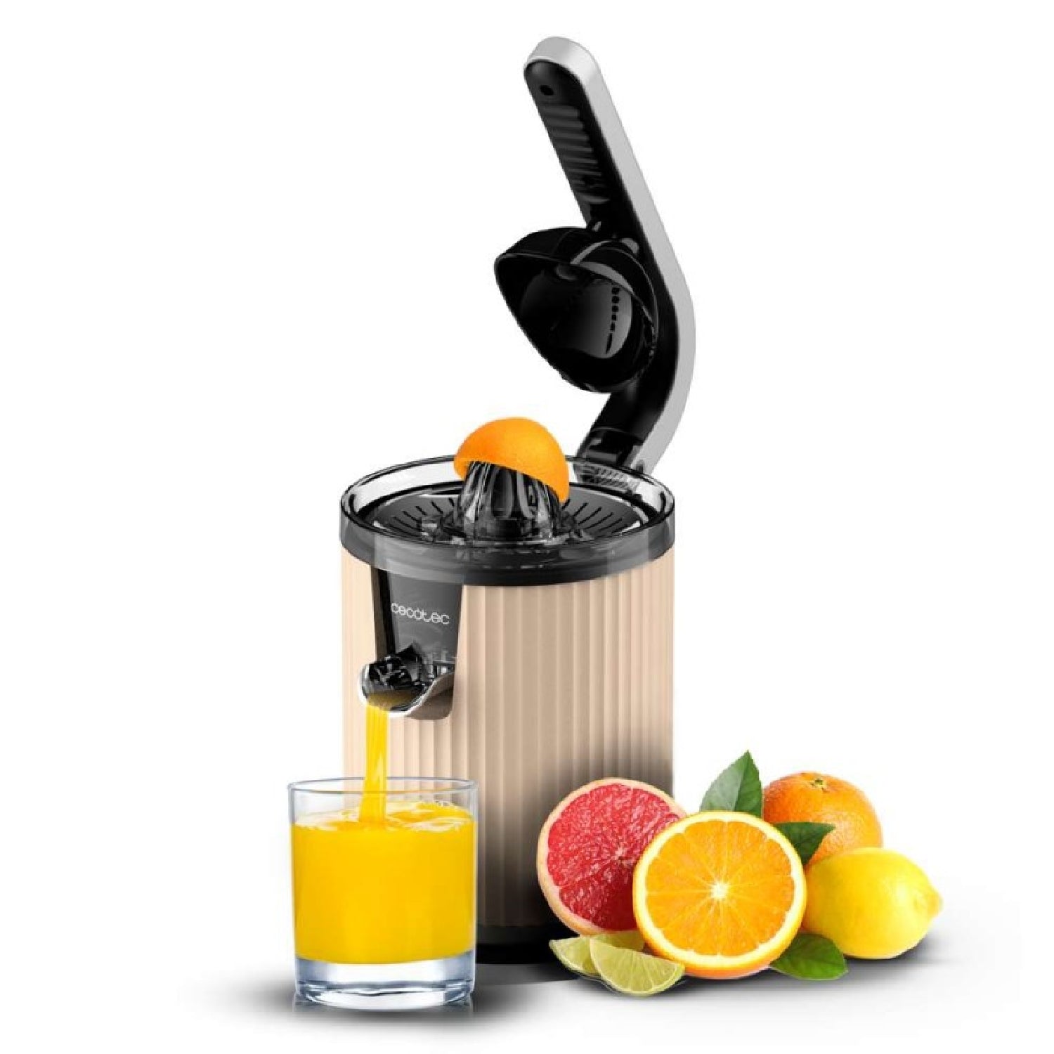 Cecotec Exprimidor Eléctrico Naranjas Y Cítricos Xqueeze Retrojuice 600 Beige, Potencia 600w, Capacidad 1 L_1