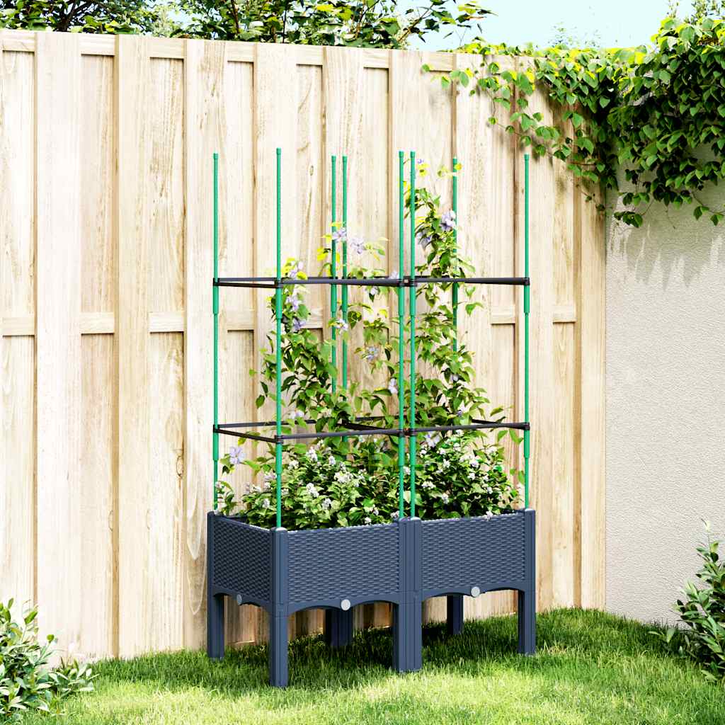 Jardinera Con Enrejado Pp Azul Gris 80x40x142,5 Cm_1