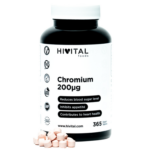 Comprimidos vegan Hivital 365 de crómio 200 mcg