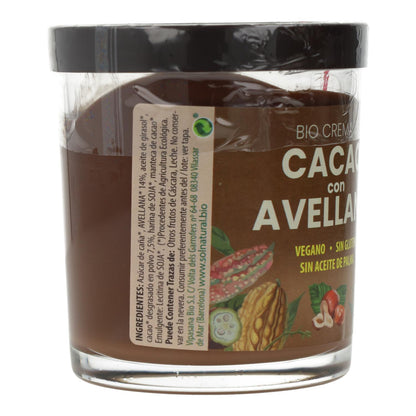 Creme de Cacau Vegan Biológico Sol Natural com Avelãs 200 g