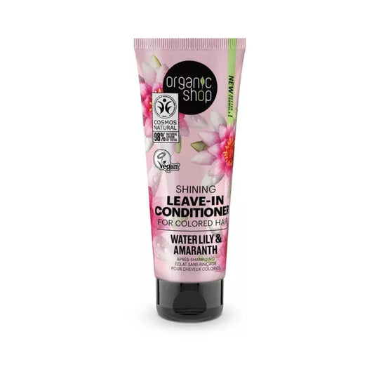 Condicionador leave-in de brilho para cabelos pintados, nenúfar e amaranto, Organic Shop 75 ml