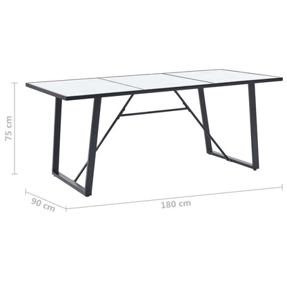 Mesa De Comedor De Vidrio Templado Blanco 180x90x75 Cm_3