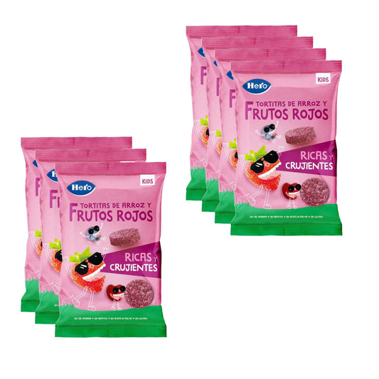 Pack de 7 bolinhos de arroz sem glúten com frutos vermelhos, 40 g - Hero Kids