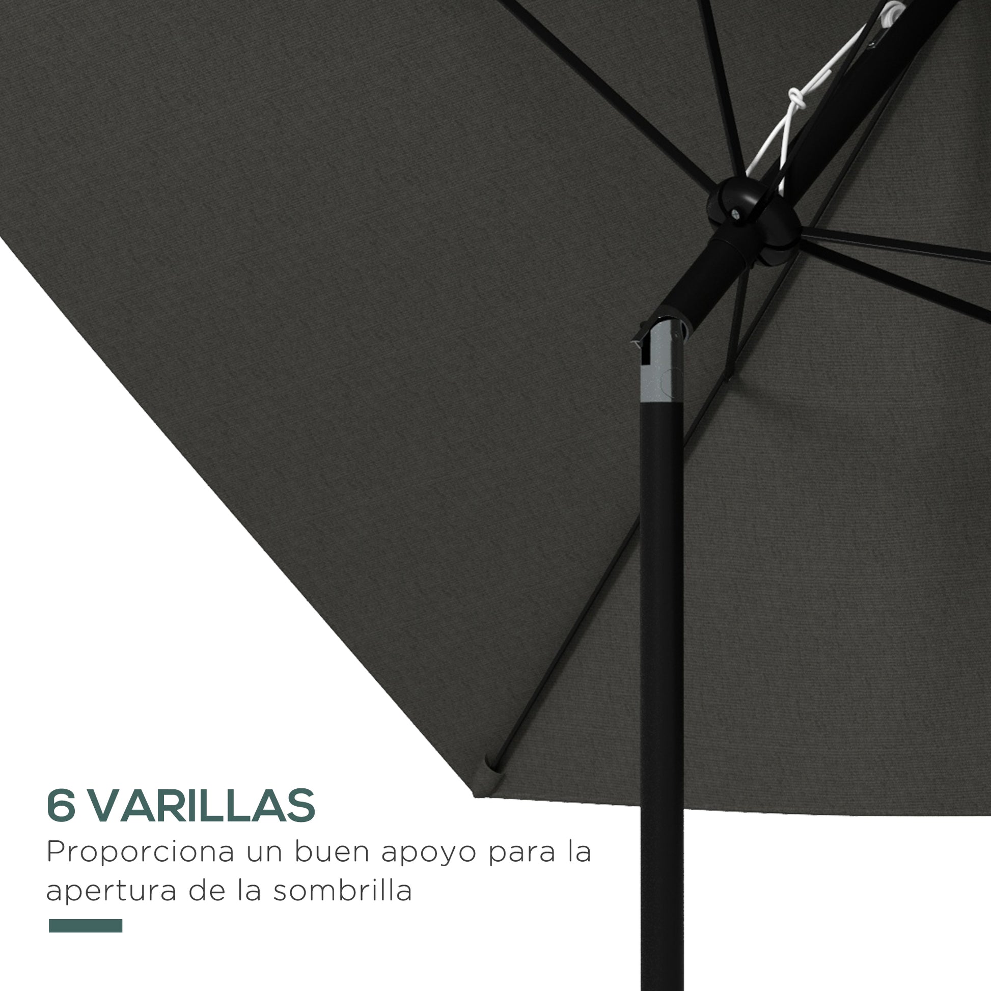 Outsunny Sombrilla De Jardín 205x290x248 Cm Ángulo Ajustable Gris Oscuro_5