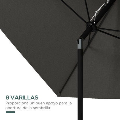 Outsunny Sombrilla De Jardín 205x290x248 Cm Ángulo Ajustable Gris Oscuro_5