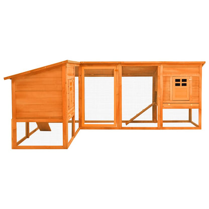 Conejera De Exterior Con Corredor Madera Maciza Abeto Marrón_2