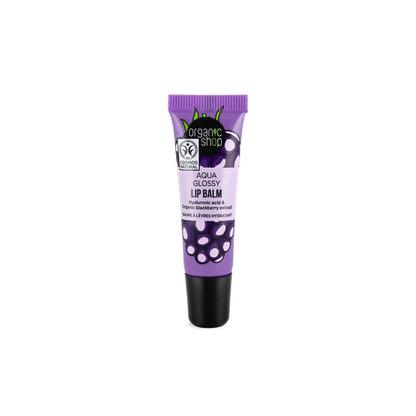 Bálsamo Labial Aqua Gloss com ácido hialurónico e extrato de amora, Organic Shop 10 ml
