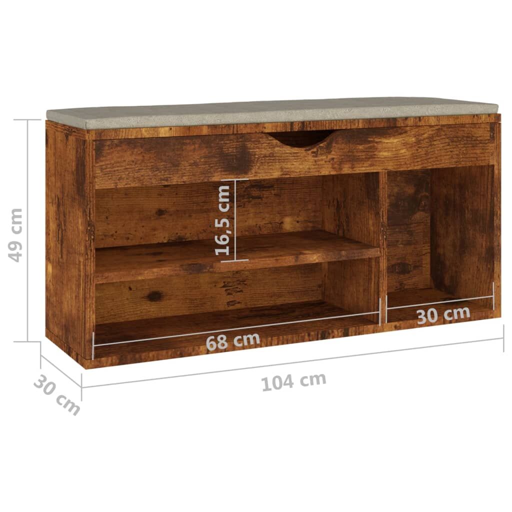 Vidaxl Banco Zapatero Con Cojín Madera Ingeniería Roble Ahumado_2