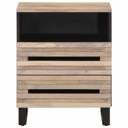 Mesita De Noche De Madera Maciza De Mango Rugosa 50x34x62 Cm_0