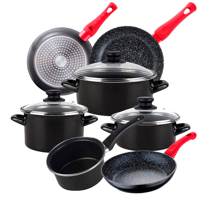 Bateria De Cocina 7 Piezas Magefesa Kenia De Acero Vitrificado Con Juego De Sartenes (20/24/28 Cm) San Ignacio Energy De Aluminio Forjado_0