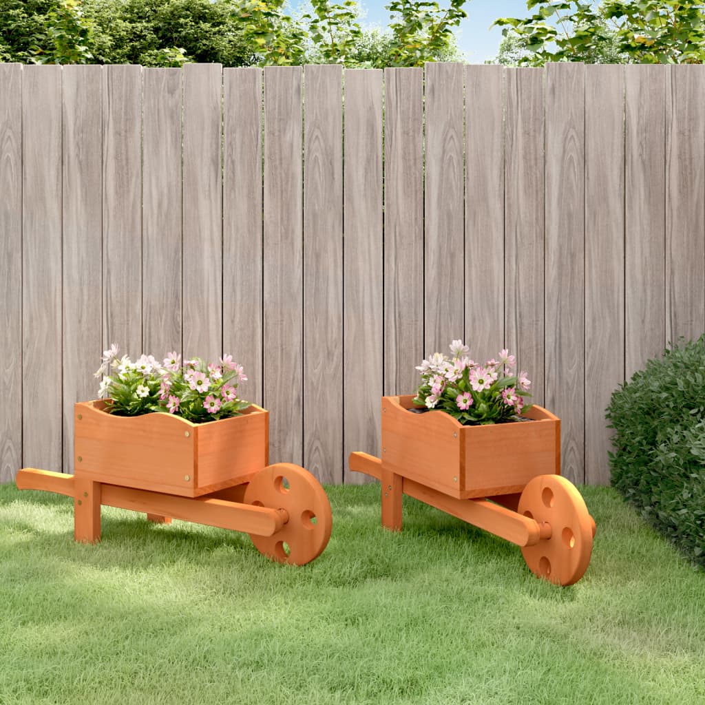 Jardineras Forma De Carretilla 2 Uds Madera Abeto 47x15x19 Cm_1